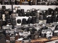 Retro cameras and photo equipment. Vintage cameras.