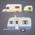 Retro camper trailer collection. car trailers caravan. tourism. Royalty Free Stock Photo