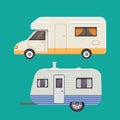 Retro camper trailer collection. car trailers caravan. tourism. Royalty Free Stock Photo