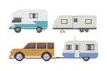 Retro camper trailer collection. car trailers caravan. tourism. Royalty Free Stock Photo