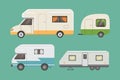 Retro camper trailer collection. car trailers caravan. tourism. Royalty Free Stock Photo