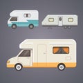 Retro camper trailer collection. car trailers caravan. tourism. Royalty Free Stock Photo