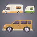 Retro camper trailer collection. car trailers caravan. tourism. Royalty Free Stock Photo