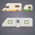 Retro camper trailer collection. car trailers caravan. tourism. Royalty Free Stock Photo