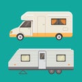 Retro camper trailer collection. car trailers caravan. tourism. Royalty Free Stock Photo