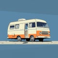Retro Camper Van Illustration With Soviet Nonconformist Art Style