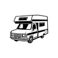 Retro Camper Van, Snail Camper Illustration Vector