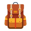 Retro camping backpack with leather straps. isolated on white background Royalty Free Stock Photo