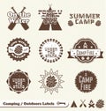 Retro Camping Labels and Stickers Royalty Free Stock Photo