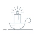 Retro candle light burn wax icon illustration