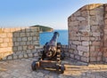 Retro cannon at Dubrovnik, Croatia Royalty Free Stock Photo