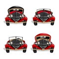 Vector set of red retro cars Royalty Free Stock Photo