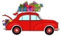 Retro car with Christmas gifts