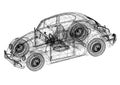 Retro Car Concept Architect Blueprint - isolated Royalty Free Stock Photo