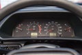 Retro car dashboard with analog speedometer, tachometer and odometer, handmade for restoration Royalty Free Stock Photo