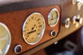 Retro car dashboard with gauges Royalty Free Stock Photo