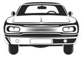 Retro car front view black vehicle drawing Royalty Free Stock Photo