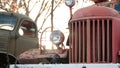 retro car front view, old broken fire truck Royalty Free Stock Photo