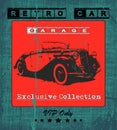 Retro Car Garage vintage card in grunge style Royalty Free Stock Photo