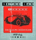 Retro Car Garage vintage card in grunge style Royalty Free Stock Photo