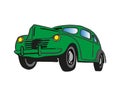 Retro car. Green color. Front view. The silhouette of the car. Perfect for execution sites and interfaces programs in retro style