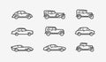 Retro car icon set. Transport, transportation symbol in linear style. Vector illustration Royalty Free Stock Photo