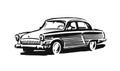 Retro car logo or symbol. Hand drawn Automotive concept in vintage style