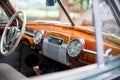 Retro car, retro torpedo car, vintage steering wheel