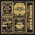 Retro car service and garage labels design Royalty Free Stock Photo