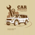 Retro car service vector poster Royalty Free Stock Photo