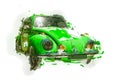 Retro car sketch. Isolated. Contains clipping path Royalty Free Stock Photo