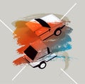 Retro Car typographic vintage style background. Vector illustration.