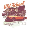 Retro car typography, t-shirt graphics , vectors