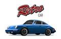 Retro car. Vintage classic car. Blue Sport car Royalty Free Stock Photo