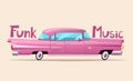 Retro car. Vintage lowrider. Cartoon vector illustration. Royalty Free Stock Photo