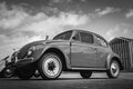 Retro car VW Beetle black and white shot Royalty Free Stock Photo