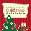 Retro card christmas tree and gifts Royalty Free Stock Photo