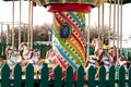 Retro carousel in empty closed fairground