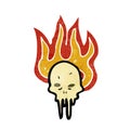 retro cartoon burning skull
