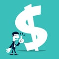 Retro Cartoon Business Man Thumbs Up At Money Sign Royalty Free Stock Photo