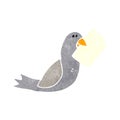 retro cartoon carrier pigeon