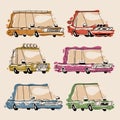 Retro Cartoon Cars Set Royalty Free Stock Photo