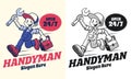 Retro Cartoon Character of Service Handyman mechanic