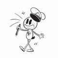 Retro cartoon character singing with conductor hat and baton Royalty Free Stock Photo