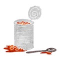 retro cartoon doodle of an opened can of beans Royalty Free Stock Photo