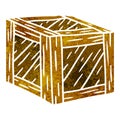 retro cartoon doodle of a wooden crate