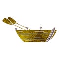 retro cartoon doodle of a wooden row boat Royalty Free Stock Photo