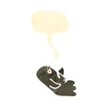 retro cartoon dying bird with speech bubble