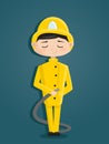 Retro cartoon fireman