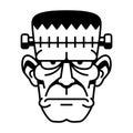 Vector Retro Cartoon Funny Frankenstein Head Isolated Royalty Free Stock Photo